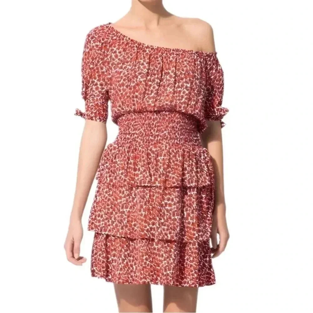 Maje Ditsy Floral Off The Shoulder Ruffle Mini Dress